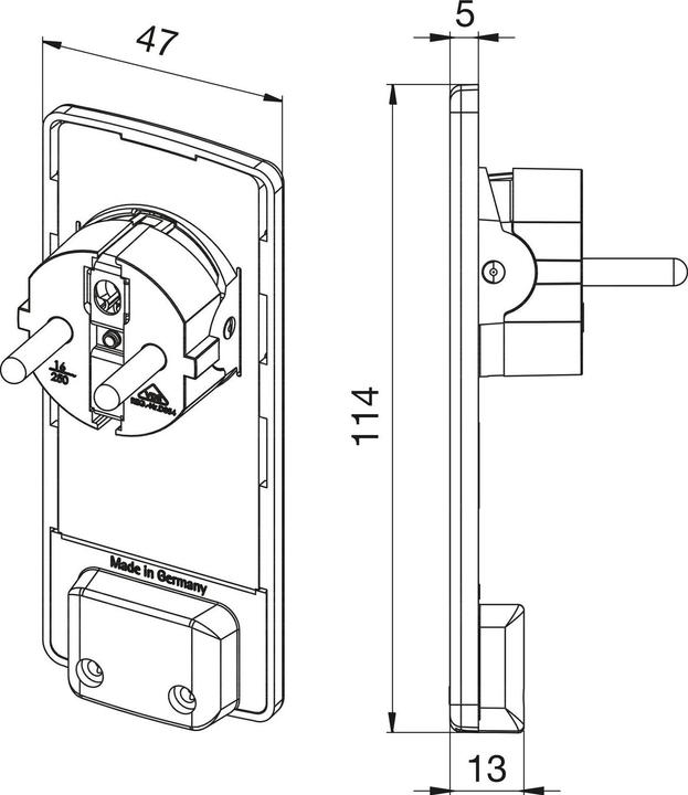 Produktbild Evoline 1510.0000.0300 Schutzkontakt-Flachstecker Kunststoff mit Aussteckhilfe 2
