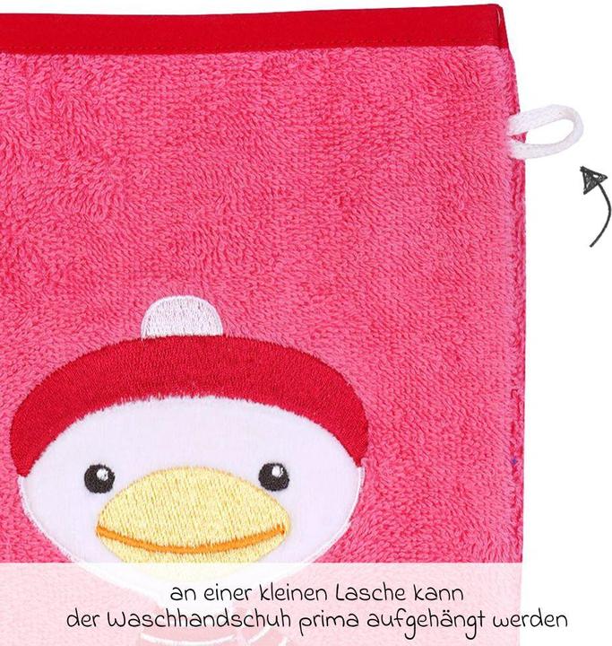 Produktbild Baby-Waschlappen & Waschhandschuhe Waschhandschuh - Stickerei Ente - Pink
