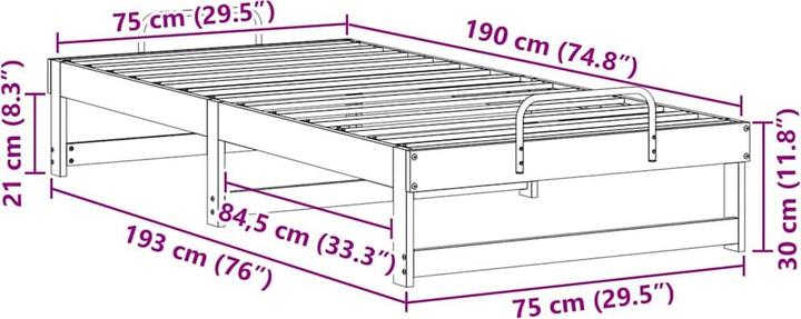 Image du produit vidaXL Bettrahmen (75 x 190 cm)
