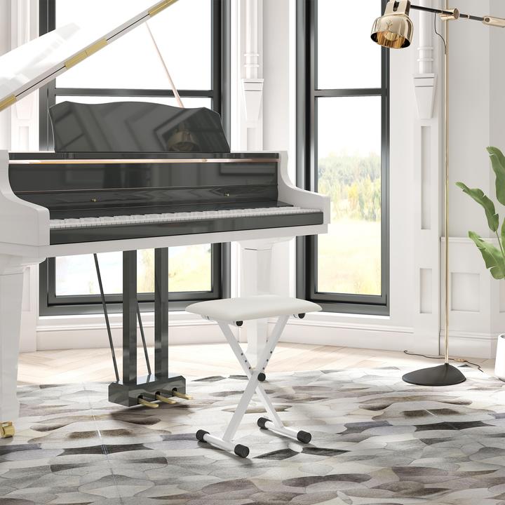 Image du produit Homcom Klavierbank Metall, Kunstleder Weiss