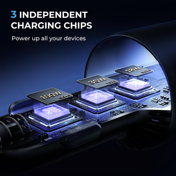 Actual product image Joyroom Car charger JR-CCN07, 3-Port C to C, 120 W, (Gray)