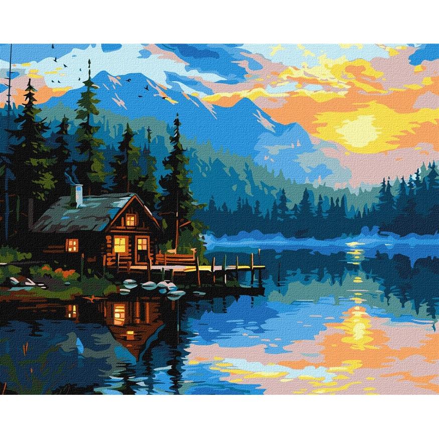 Ideyka Malen nach Zahlen - Gemütlichkeit am See 40 x 50 cm (KHO6355)