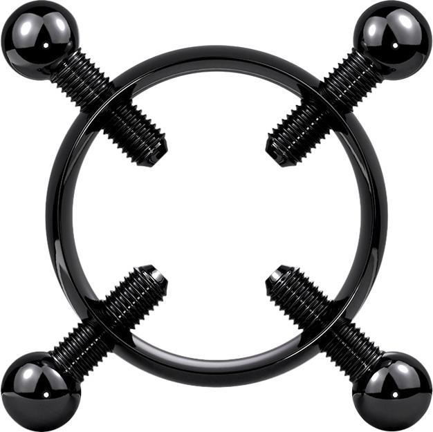 Actual product image Acha Direct Fake Brustwarze schwarz Nippelklemme mit vier Schrauben (Surgical steel 316L, without brass)