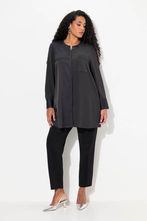 Produktbild Ulla Popken Satintunika, Patchlook, Stehkragen, Langarm (50, 52)