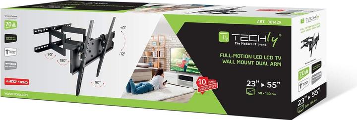Image du produit Techly Support mural Full Motion (Mur, 70 kg, 23" - 55")