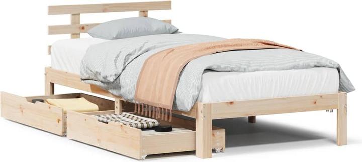 Produktbild vidaXL Bett mit Schubladen Kiefer (75 x 190 cm)