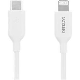 Deltaco Lightning cable USB-C - Lightning, 2m, Apple C94 chipset FSC-labeled package, white (2 m, USB 2.0), USB Kabel
