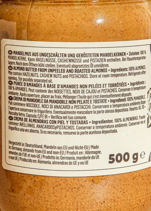 Nährwerte und Zutaten KoRo Mandelmus (500 g)