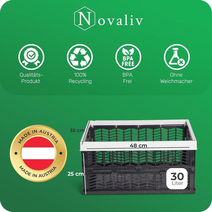 Actual product image Novaliv Folding boxes foldable sturdy 2x 30L grey black baskets shopping box folding boxes set carrying box
