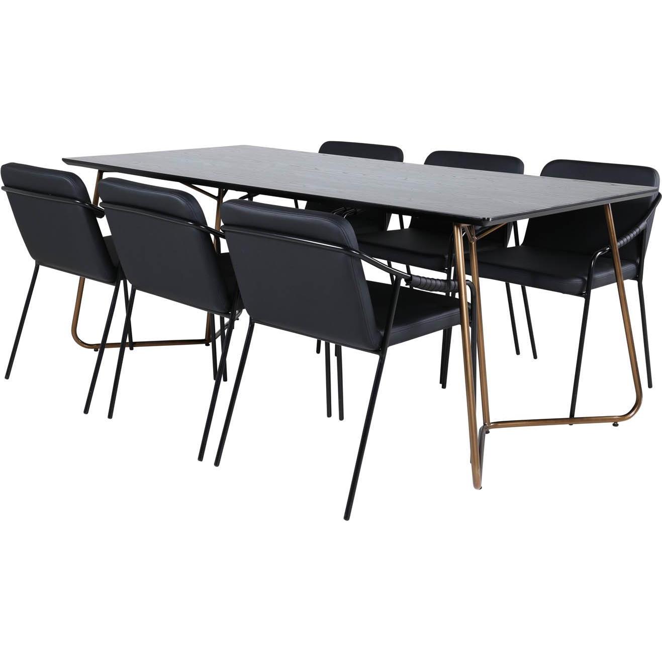 Ebuy24, Esstisch, Essgruppe Pippi 13 (7-teilig) (90 x 190 x 75 cm)