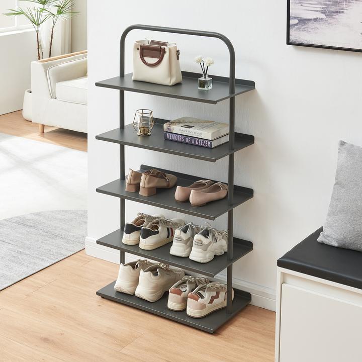 Image du produit En.Casa Schuhregal Poytya Stahl 119x60x32 cm Anthrazit