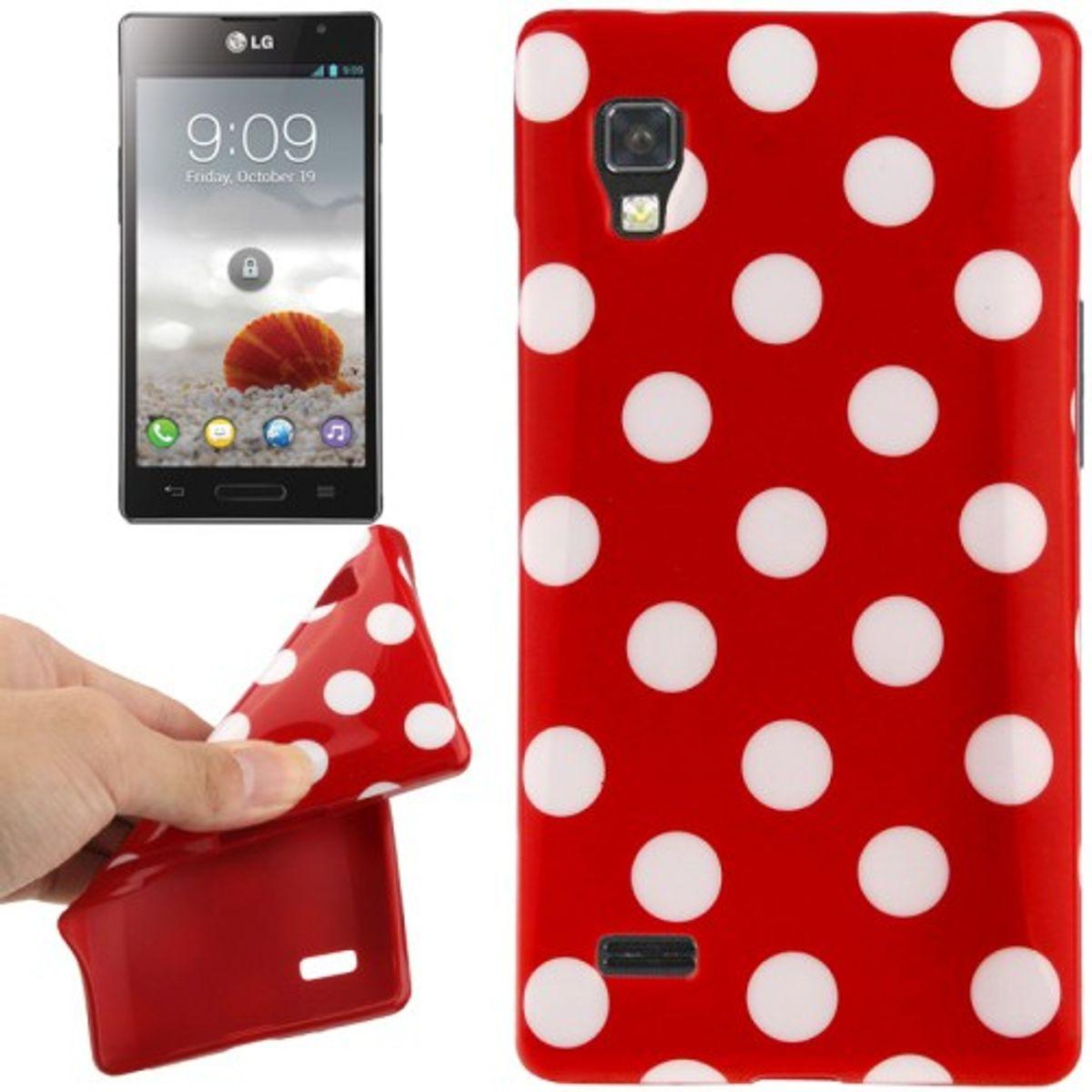 Thumbnail - König Design Schutzhülle TPU Punkte Case für Handy LG Optimus L9 / P760 (LG Optimus L9), Smartphone Hülle, Rot