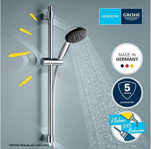 Image du produit Grohe Vitalio Start 110 QuickFix Brausestangenset, kleben oder bohren, Länge 600mm, wassersparend, 3 Strah