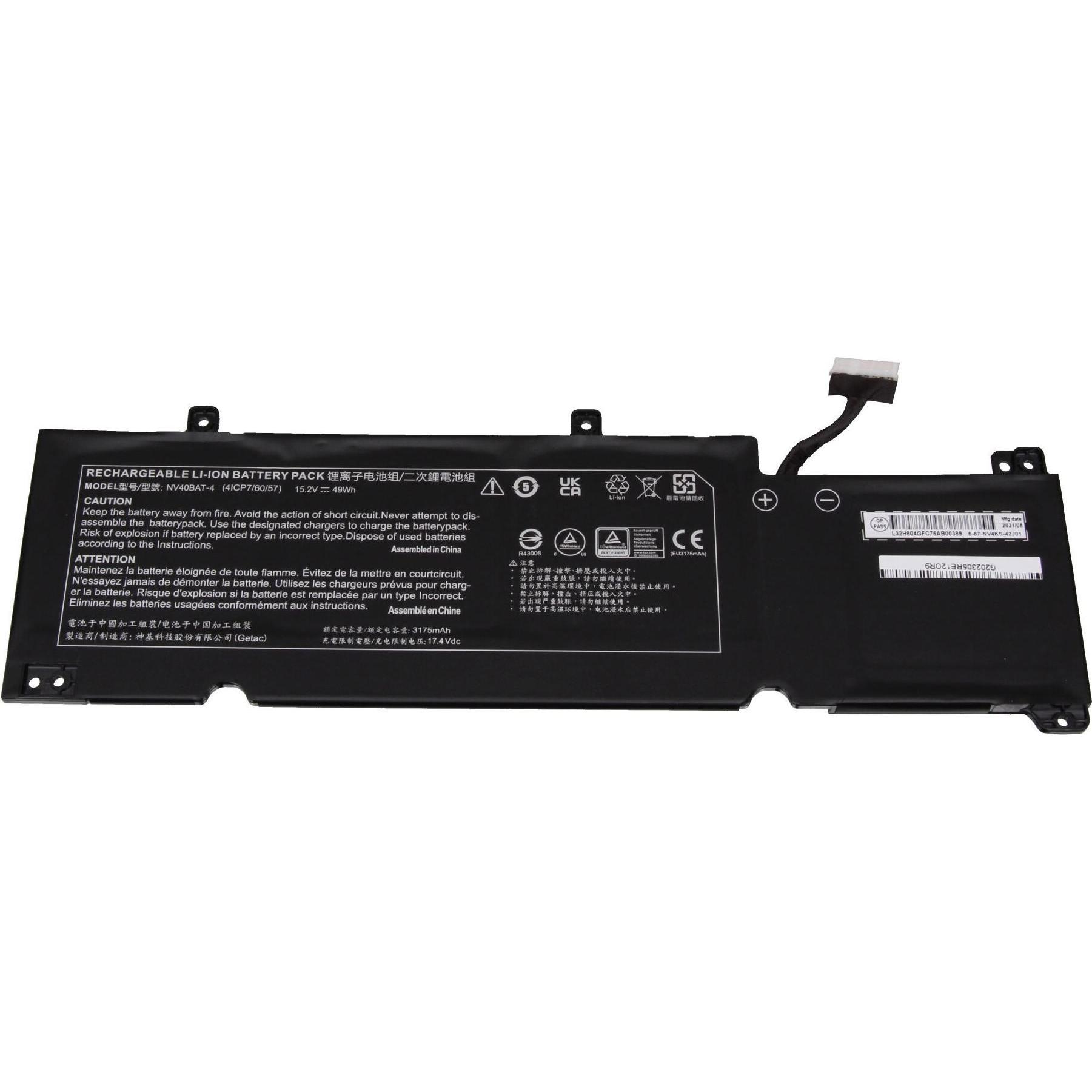 Clevo 6-87-NV4KS-42J01 (4 Zellen, 3175 mAh), Notebook Akku