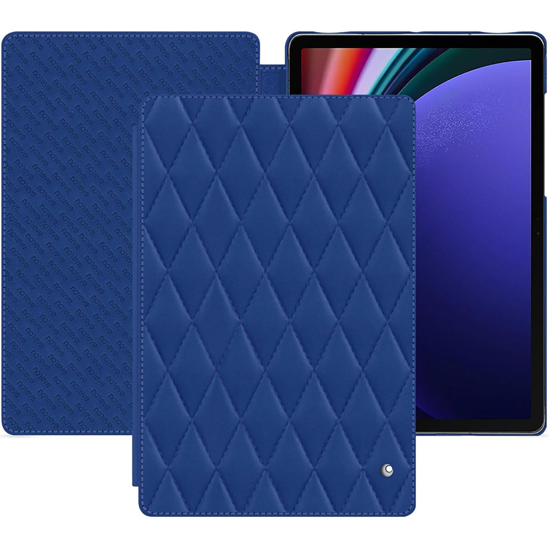 Noreve Lederschutzhülle horizontal (Galaxy Tab S9+), Tablet Hülle, Blau