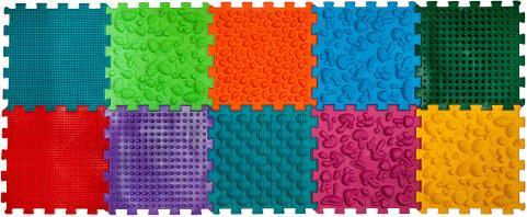Actual product image Montessori Orthopaedic sensory structure mats Puzzle "Mix" 10 elements with forest adventure game (26 x 26 cm)