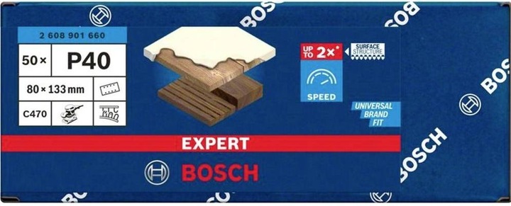 Produktbild Bosch Professional Zubehör EXPERT C470 Schleifpapier, 80 x 133 mm, G 40, 50 Stück (G40)