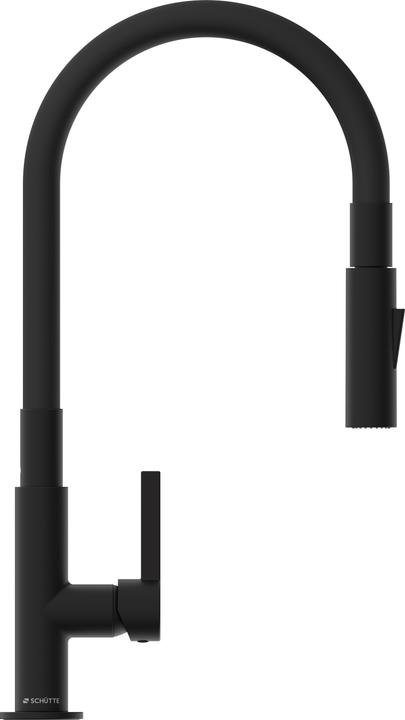 Actual product image Schütte Kitchen tap GLASGOW Sink mixer black matt with soft-touch hose Swivelling 79586