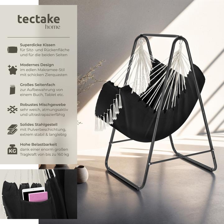 Actual product image tectake Hanging chair Alison, boho style, capacity 160kg (160 kg)