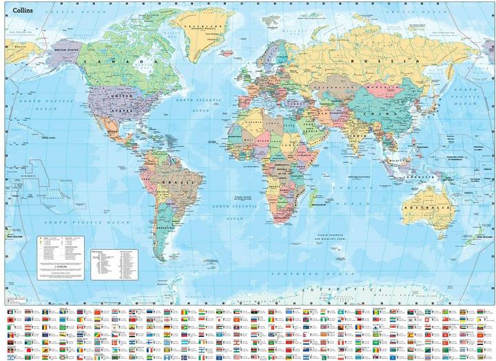 Collins World Wall Laminated Map