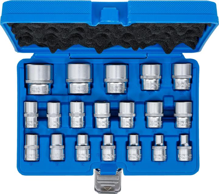 Immagine prodotto BGS Serie di bussole, esagonali 12,5 mm (1/2") 8 - 32 mm 19 pz. (32 mm, 19 mm, 12 mm, 24 mm, 14 mm, 22 mm, 16 mm, 23 mm, 10 mm, 21 mm, 18 mm, 27 mm, 31 mm, 17 mm, 11 mm, 15 mm, 26 mm, 30 mm, 8 mm, 28 mm, 9 mm, 29 mm, 13 mm, 20 mm, 25 mm)