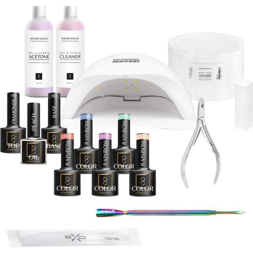 Ocho Nails, Set regalo bellezza, Set iniziale di smalto gel 4 (Set per la cura dei capelli)