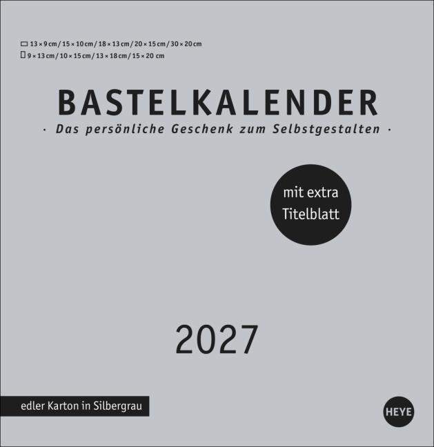 Premium-Bastelkalender silbergrau gross 2027