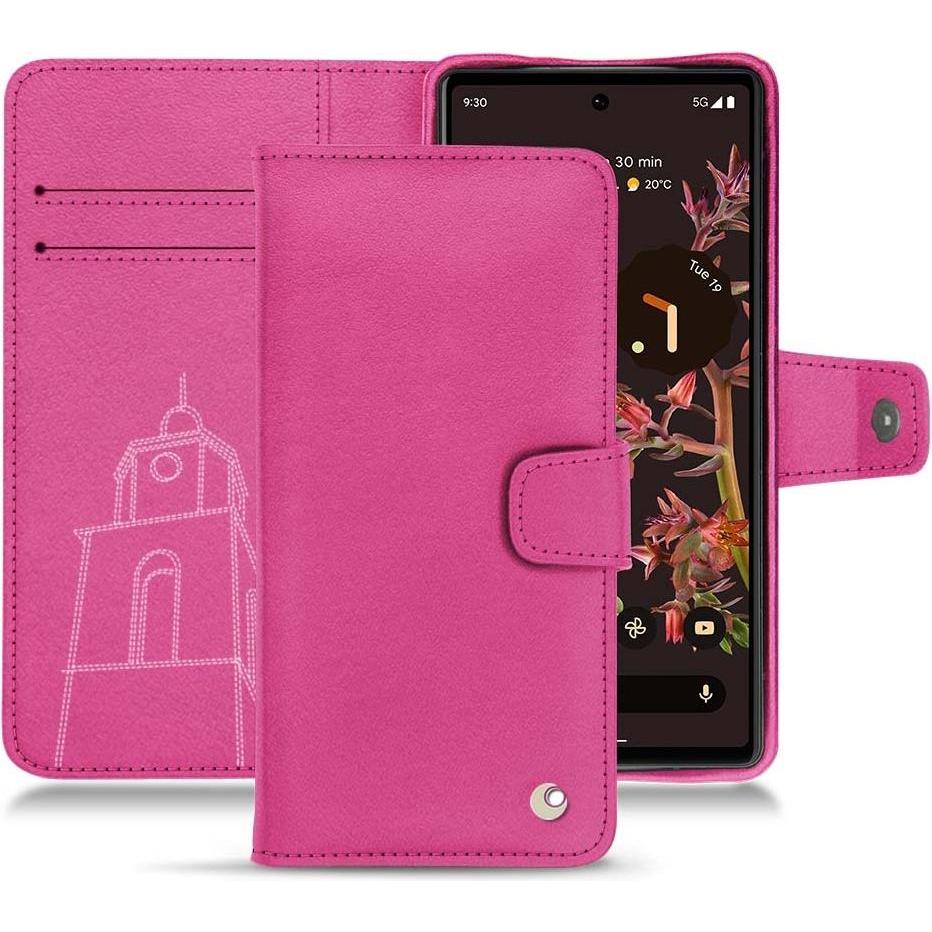 Noreve Lederschutzhülle Wallet (Google Pixel 6), Smartphone Hülle, Rosa