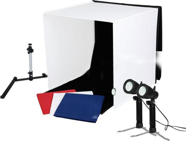 Produktbild Caruba tragbares Fotostudio mit separaten LED Lampen 60x60x60cm (Aufnahmebox)