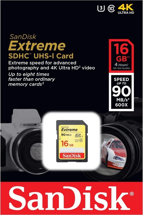 Actual product image SanDisk Extreme (16 GB, SDHC, U3, UHS-I)