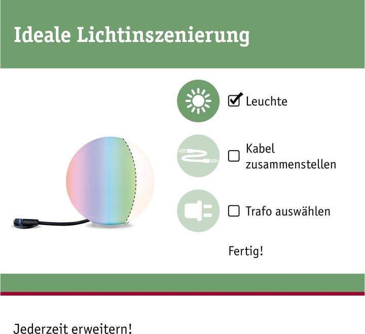 Image du produit Paulmann Plug & Shine Globe d'extérieur (180 lm, IP65)