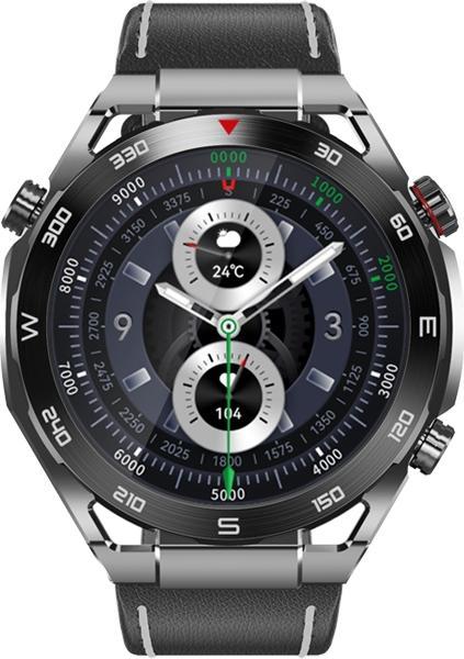 Actual product image Gino Rossi Veltori VT100-1 Smartwatch + schwarzes Silikonarmband + schwarzes Öko-Leder