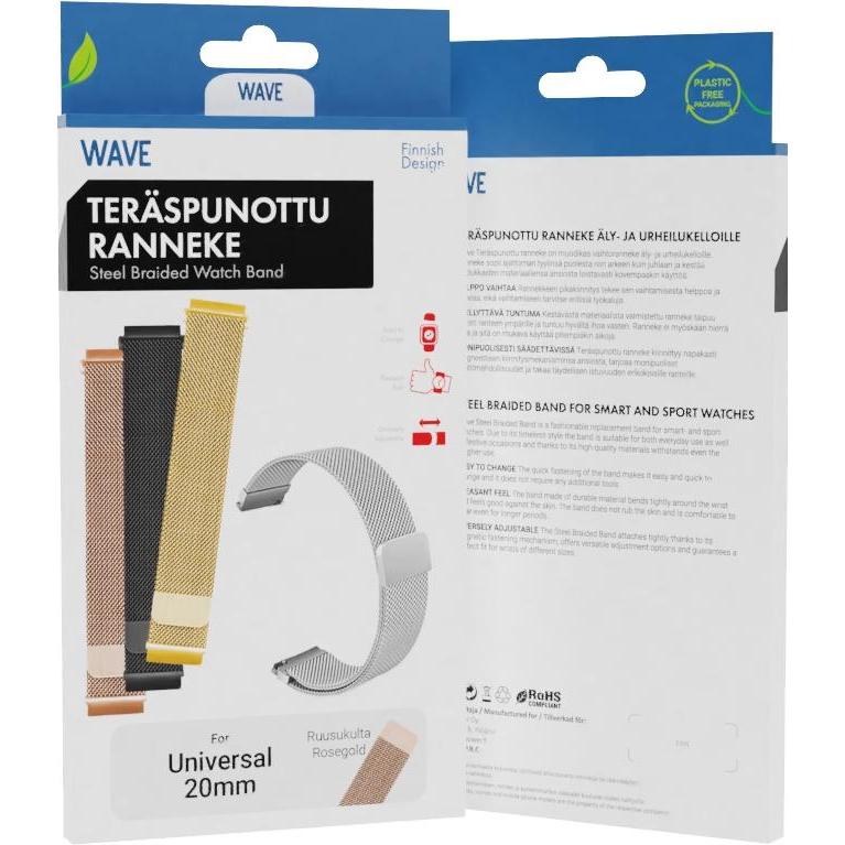 Thumbnail - Wave terÃƒÂ¤spunottu ranneke, ÃƒÂ¤ly- ja urheilukelloille, ruusukulta (Edelstahl), Uhrenarmband