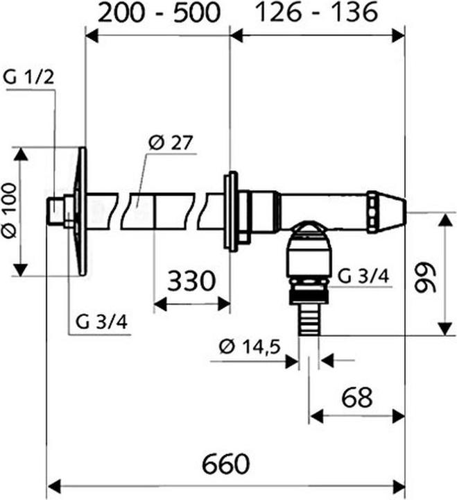 Produktbild Schell Aussenwandarmatur POLAR II Set frsi Installationsbausatz m Rohrbel. mch mit Rohrbelüfter, mattchrom