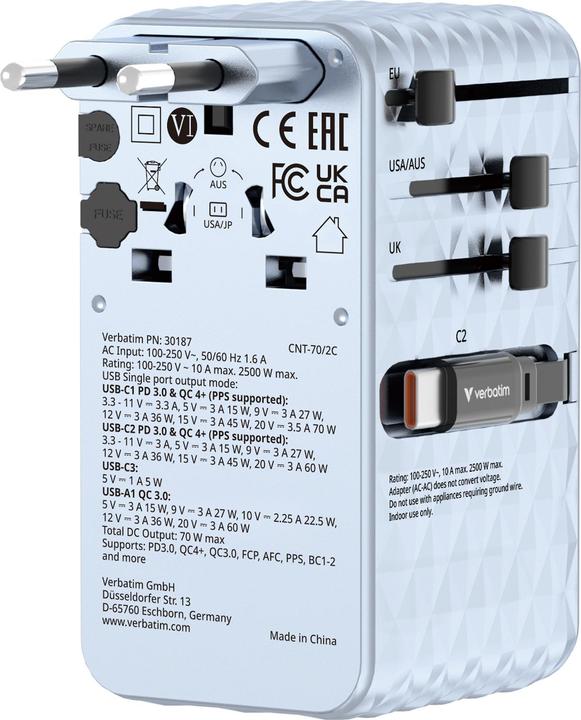 Actual product image Verbatim Charge 'n' Travel 70W 2C