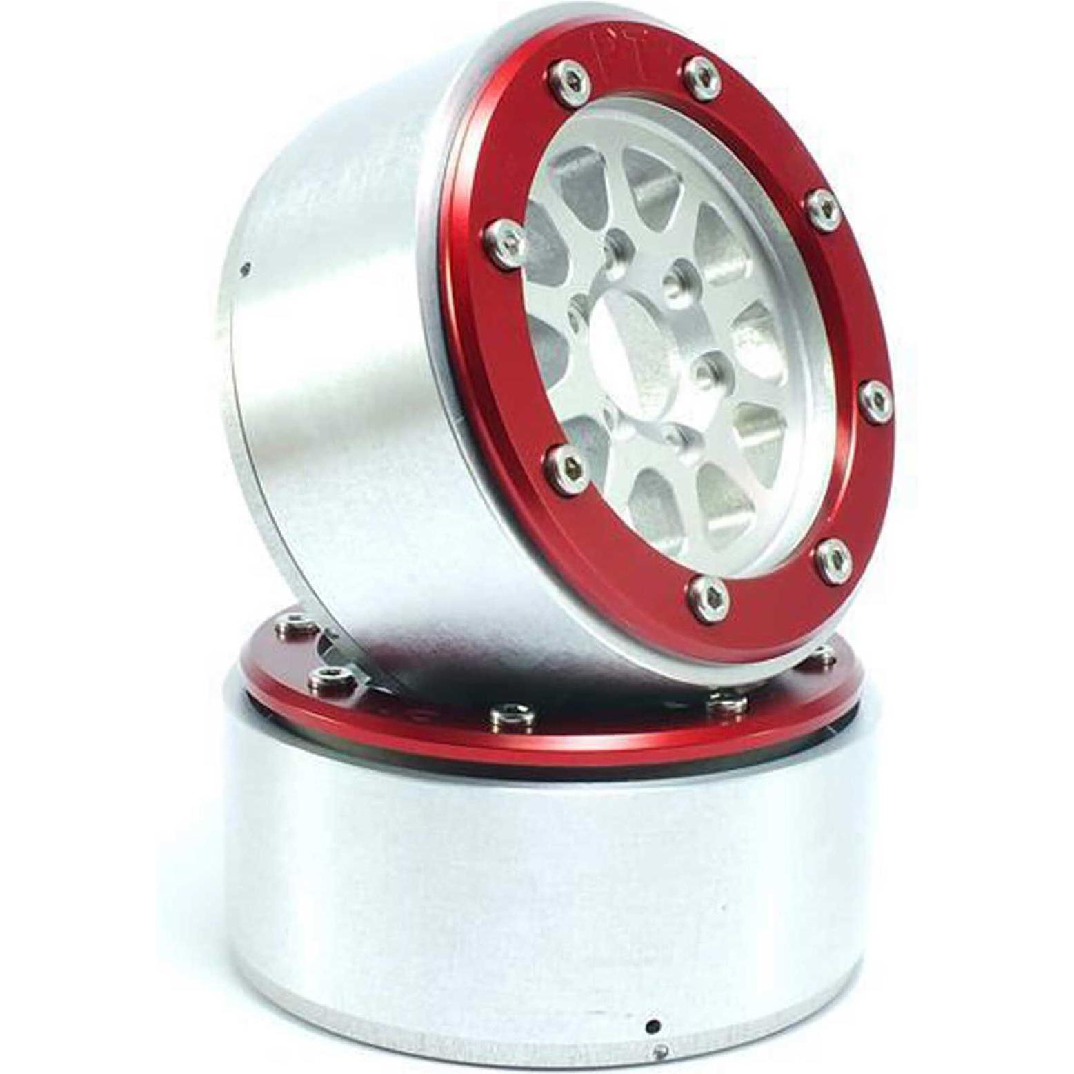 Metsafil ruote beadlock gear argento/rosso 1.9 (2 pz.) senza mozzo ruota