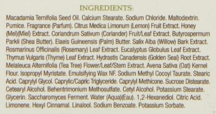 Nutritional values and ingredients Crabtree & Evelyn Citron Honey Coriander Ultra-Moisturising Hand Cream - 100 G