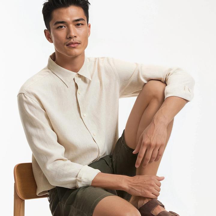 Produktbild La Redoute Collections Gerades Leinenhemd Signature mit langen Ärmeln (M)