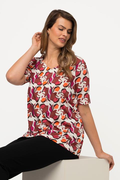 Immagine prodotto Ulla Popken Maglia classica in tessuto fluente dal design rétro con scollatura a cuore e mezze maniche (50, 52)