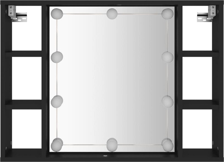 Actual product image VidaXL Spiegelschrank mit LED Schwarz 76x15x55 cm,Farbe (76 x 15 x 55 cm)