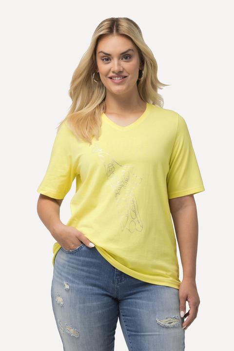 Produktbild Ulla Popken T-Shirt, Metallic-Tier, Classic, V-Ausschnitt, Halbarm (46, 48)