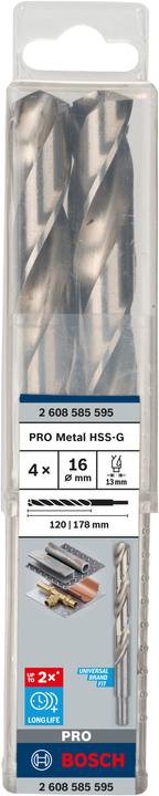 Immagine prodotto Bosch Professional Zubehör Trapano PRO Metal HSS-G, 16 x 120 x 178 mm (16 mm)
