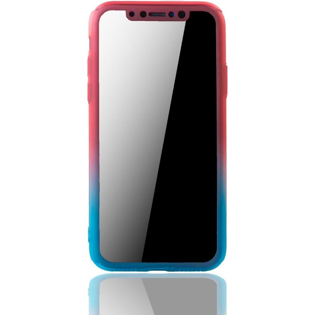 Thumbnail - König Design Hülle Handy Schutz für Apple iPhone XS Full Case Cover Displayschutz Bumper Blau (Apple iPhone XS), Smartph...