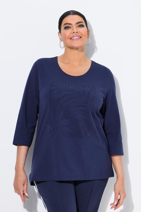 Produktbild Ulla Popken Shirt, Blätter, Ziersteine, Classic, Rundhals, 3/4-Arm (58)