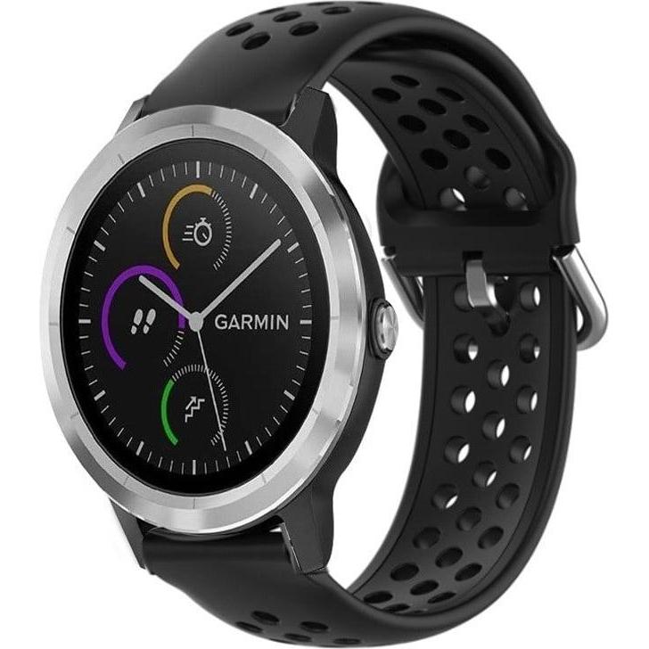 Strap-it Armband (22 mm, Silikon, vivoactive 4), Uhrenarmband, Schwarz