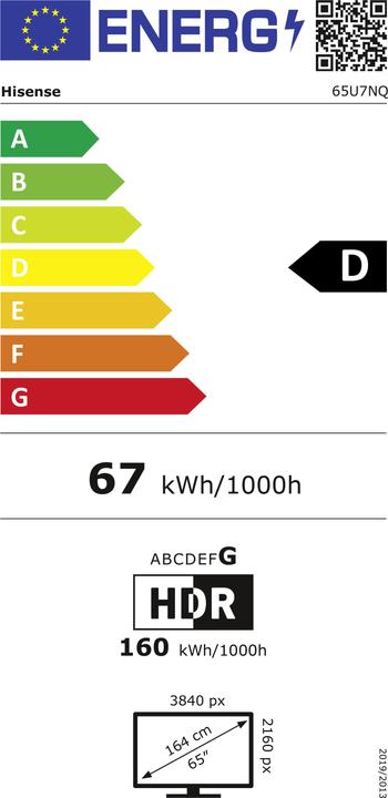 Energie-Label Hisense TV 65U7NQ (65", U7N, Mini-LED, 4K, 2023)
