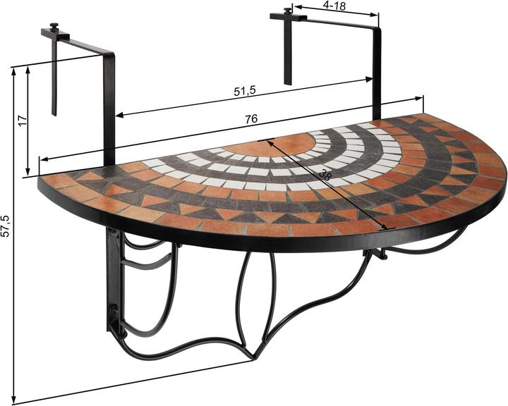 Produktbild tectake Mosaik (76 x 65 x 57.50 cm)