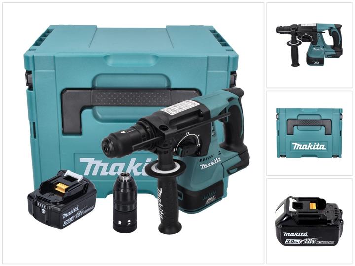 Image du produit Makita DHR 243 F1J Marteau perforateur sans fil 18 V 2,0 J SDS plus Brushless + 1x batterie 3,0 Ah +