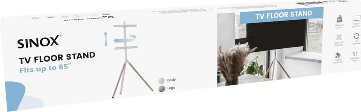 Image du produit Sinox Pied de téléviseur tripode avec support pivotant. 45"-65". Bois clair/blanc (65", 32 kg)