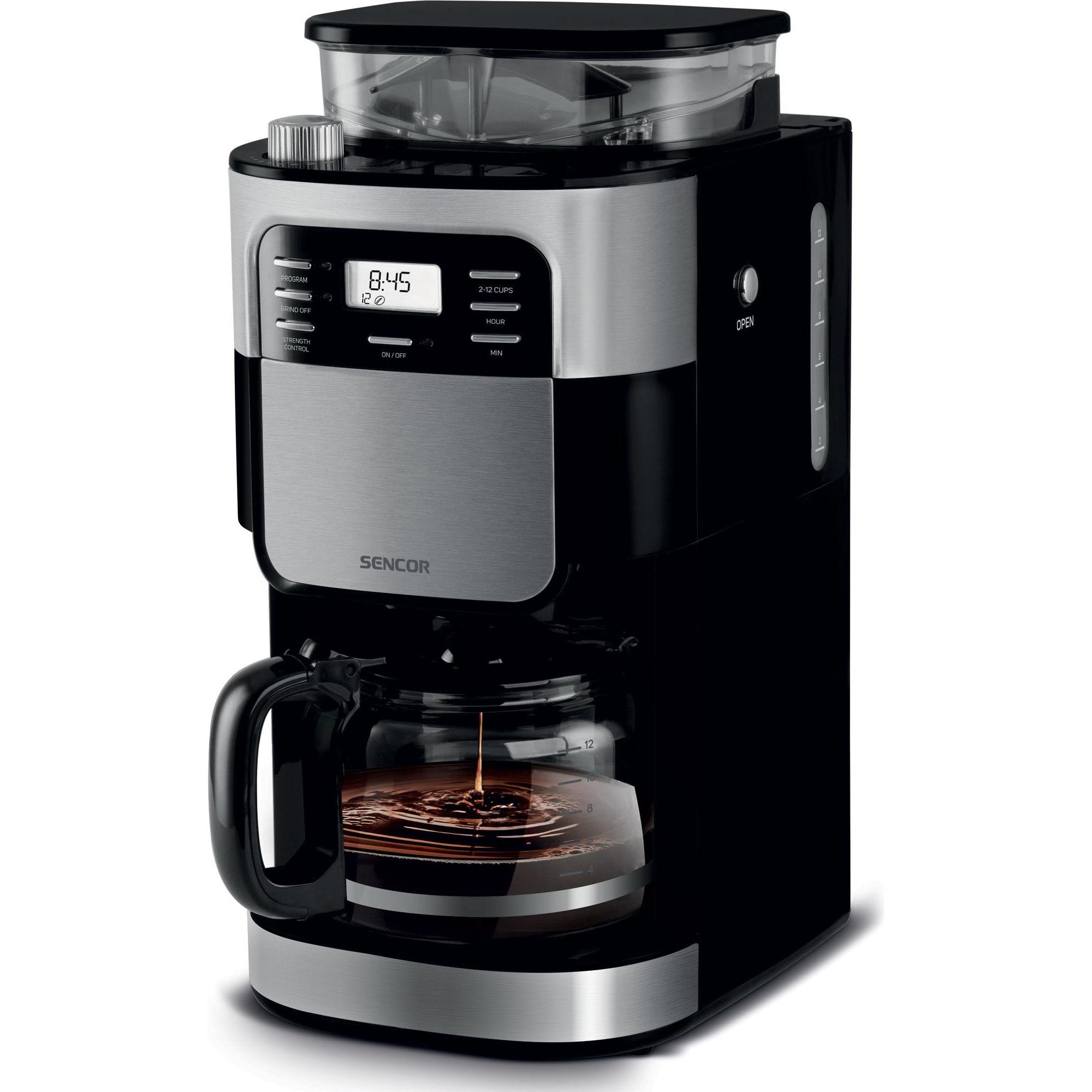 Sencor SCE 7000BK Kaffeemaschine in Schwarz und Silber, Filterkaffeemaschine, Schwarz, Silber